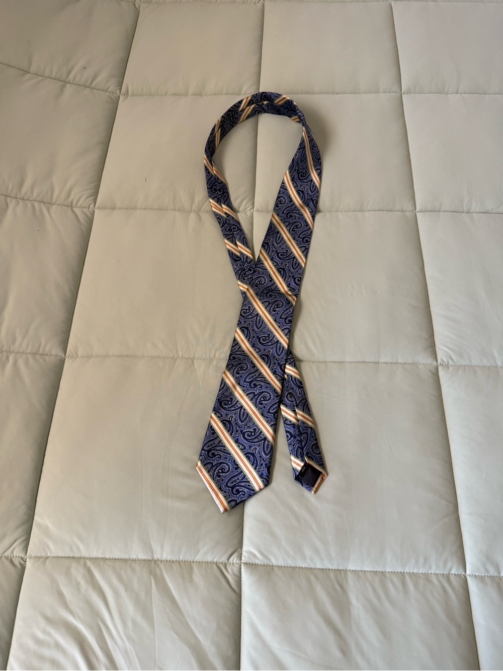 Bruno Pettelli Classic Navy Paisley Tie with Gold Stripe